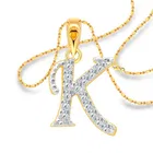 Vighnaharta Alloy Khushi "K" Letter Gold & Rodium Plated Pendant With Chain For Women & Girls 
