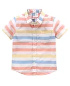 Cotton Blend Printed Shirt For Boys, Pink 