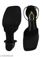 Solid Suede Block Open Toe Heels for Kids 
