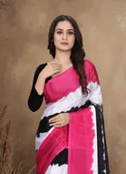 Art Silk Printed Saree for Women, Pink 
