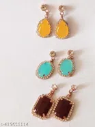 Alloy Earrings for Women (Multicolor, Set of 3)