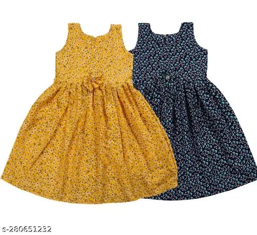 Pack of 2 Frocks for Girls (Yellow, 4-5 Years)