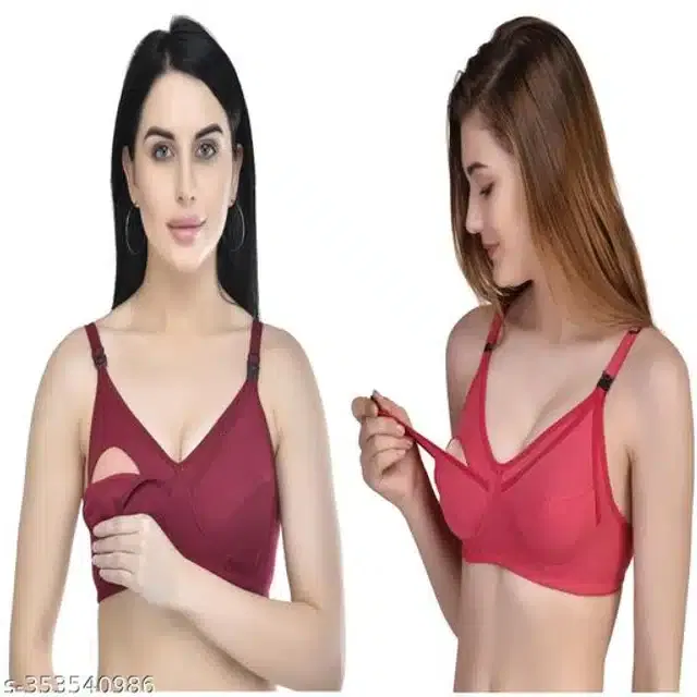Polycotton Feeding Bra for Women (Assorted, XXL) (Pack of 2)