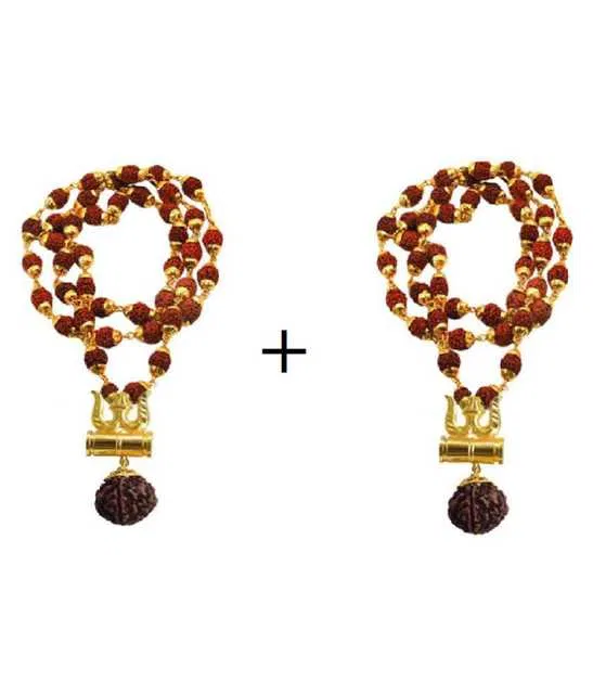 BHARDWAJ RETAILS Spiritual Damaru Trishul Rudraksh Mala Rudraksha (Assorted) (Pack of 2) (BR97)