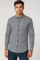 Cotton Blend Striped Shirt for Men 