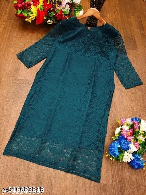 Net Kurti for Women,  Green  (S)