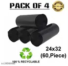 Biodegradable 15 Pcs Garbage Bags (Black, 24x32 inches) (Pack of 4)