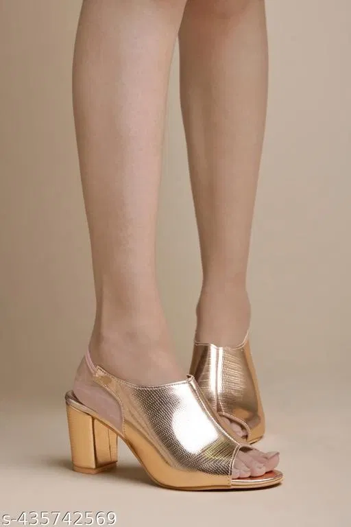 Embellished Pointed Toe Block Heels for Kids (Beige, 13-14 Years)