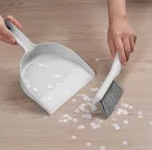 Enmora Dustpan and Brush, Gray Plastic Dustpan, Grey, 