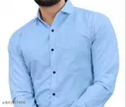 Cotton Blend Solid Shirt for Men, Aqua Blue 