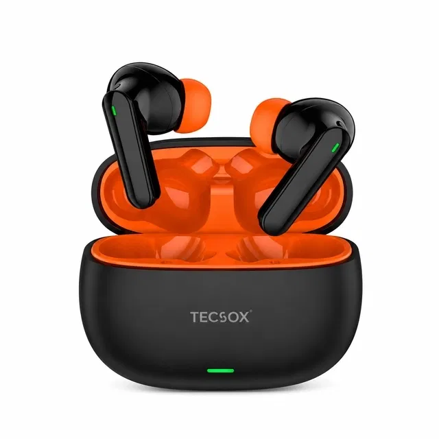 TecSox AudioX Wireless Earbuds [Black/Orange]