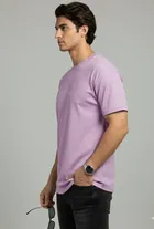 Polyester Round Neck T-shirt for Men, Lavendar 