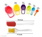 Plastic 6 Pcs Measuring Cups & Spoons with Spatula & Oil Brush 