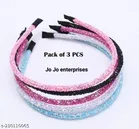 Glitter Hair Band for Women (Multicolor, Pack of 3)