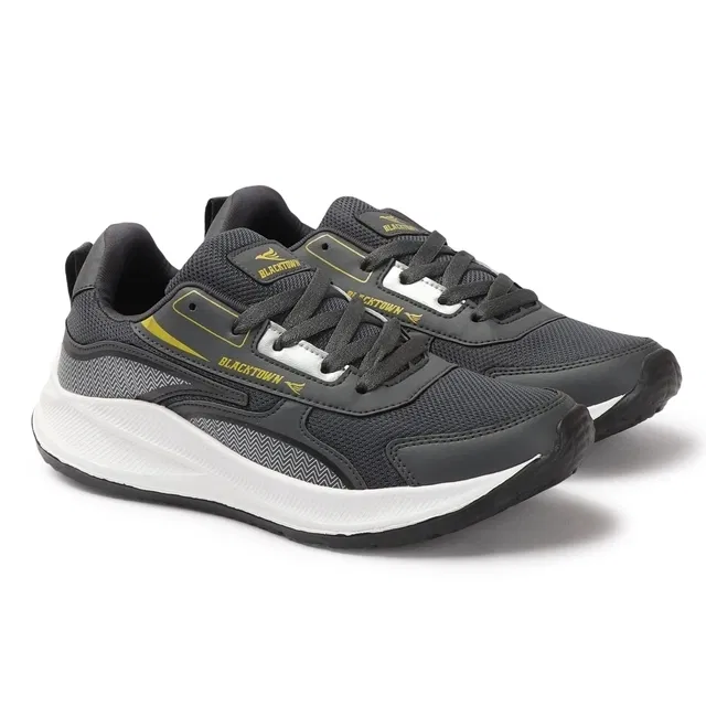 Blacktown Sports Shoes for Men (Dark Grey & White, 9)