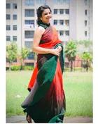 सिद्धिदाता विमेंस फुल क्रस्ड डिजिटल प्रिंटेड प्योर जॉर्जेट साड़ी विद क्रस्ड ब्लाउज पीस 