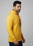 Fleece Printed Hoodie for Men ,Mustard 