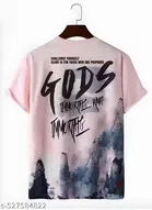 Chest Print Polyester T-Shirts for Men ,Pink 