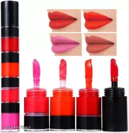 KAYI 4 in 1 Matte Finish Liquid Lipsticks for Women, Long Lasting, Waterproof, Smudge-Proof Lipstick