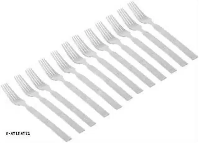 Steel Fork Set (Silver, Pack of 12)