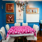 Polyester Printed Table Cloth (Pink, 60x90 inches)