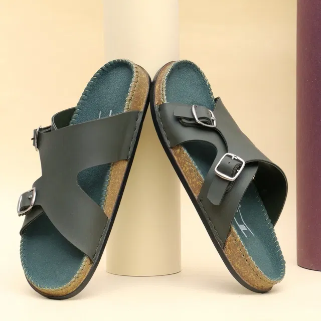 Solid Flip-flops for Men (Olive, 7)