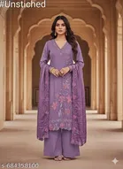 Silk Blend Embroidered Punjabi/All Over Suits for Women 