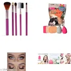 Makeup Brushes (5 Pcs) with 6 Pcs Beauty Blenders (Multicolor, Set of 2)