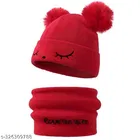 Woolen Cap with Neck Warmer for Kids, Set of 1 (Multicolor)