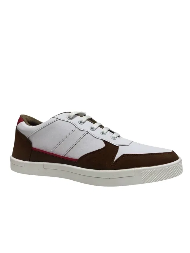 Aryman Sneakers for Men (White & Brown, 7)