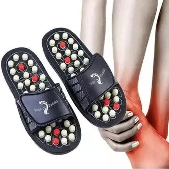 Rubber Acupressure Slipper for Women (Black, 6)