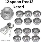 Stainless Steel 12 Pcs Bowls with 12 Pcs Spoon 