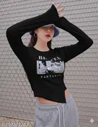 Lycra Top for Women, Black 