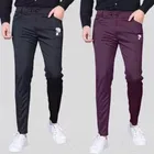Lycra Solid Trackpant for Men (Black & Brown, 28) (Pack of 2)