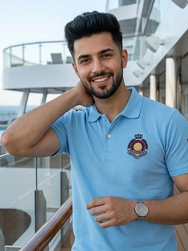 Polo Embroidered T-shirts for Men (Sky, L)