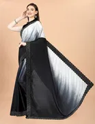 Chinon Solid Saree for Women 