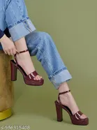 Shoetopia Red Solid Heel Sandals 