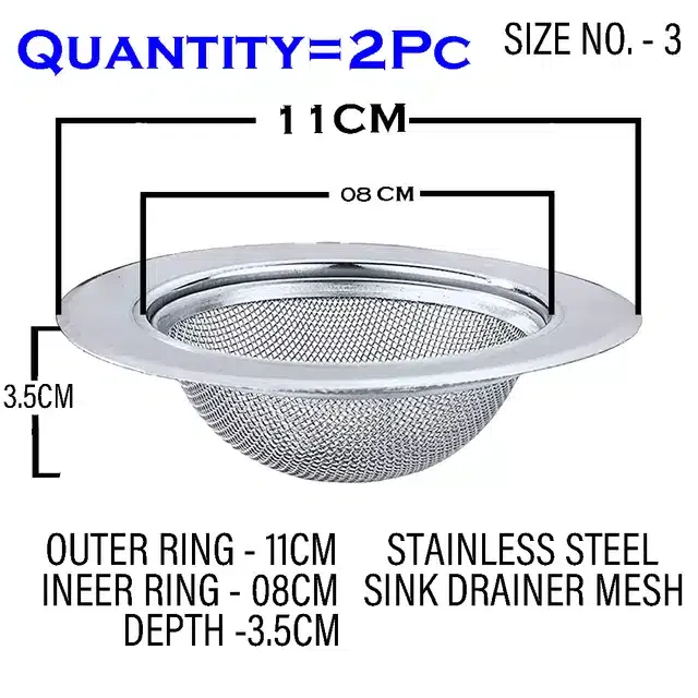 Xtend Stainless Steel Sink Strainer (Pack of 2, Silver) (SI-13)