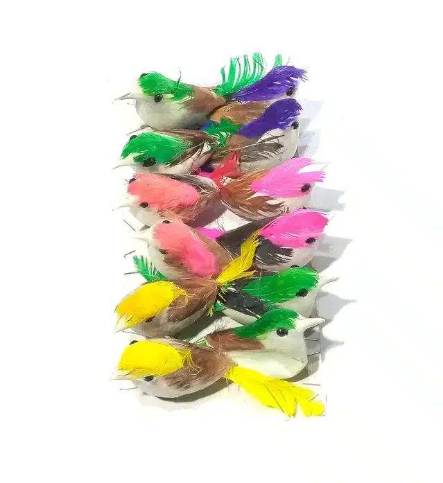 Nawani Artificial Mini Birds (Multicolor, Pack of 2)