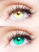 Phemfilcon A Contact Lenses (Yellow & Green, Set of 2)