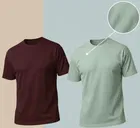 Polyester Round Neck T-shirt for Men, Multicolour, Pack of 2 