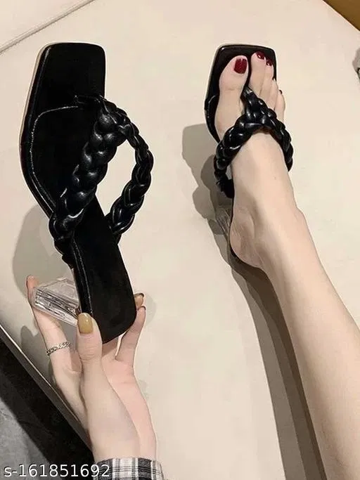 Shoetopia Block Heel Sandals - Black, IND-8