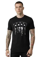 Polyester Printed T-Shirt for Men, Black 