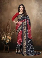 Art Silk Printed Saree for Women, Red 