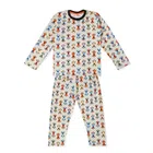 Full Sleeves Night Suit Set for Boys (Beige, 3-4 Years)