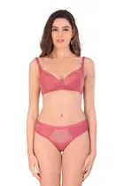 Cotton Blend Solid Non Padded Lingerie Set for Women 