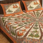 Sanganeri Jaipuri Traditional Printed Double Bed Sheet with 2 Pillow Covers 