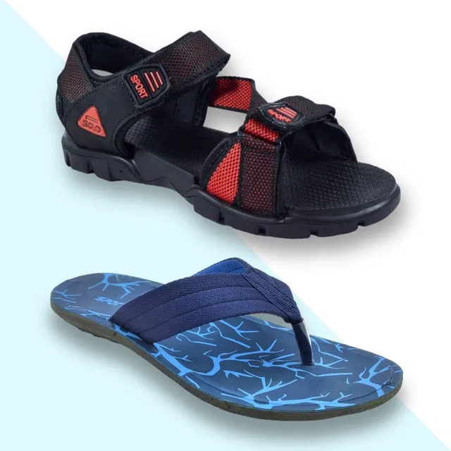 Slipper with Sandals for Men (Multicolor, 10) (Pack of 2)