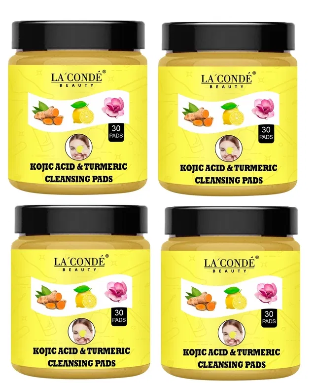 Laconde 30 Pcs Kojic Acid & Turmeric Cleansing Pads (Pack of 4)