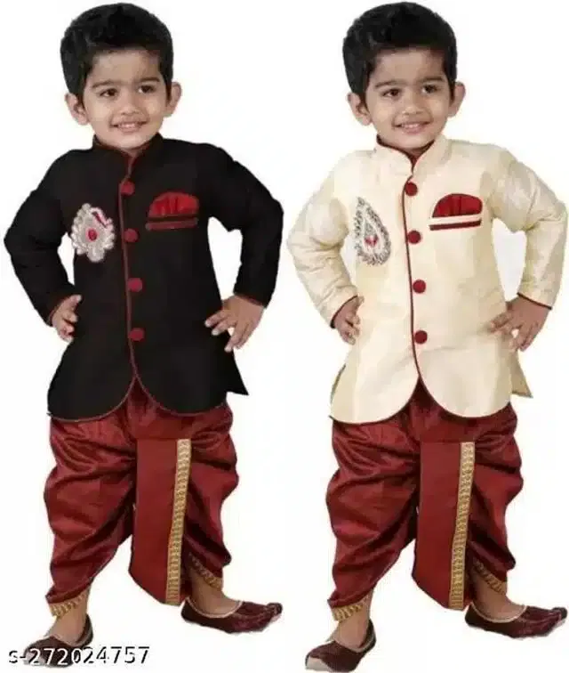 Sherwani Set for Boys (Multicolor, 6-7 Years) (Pack of 2)